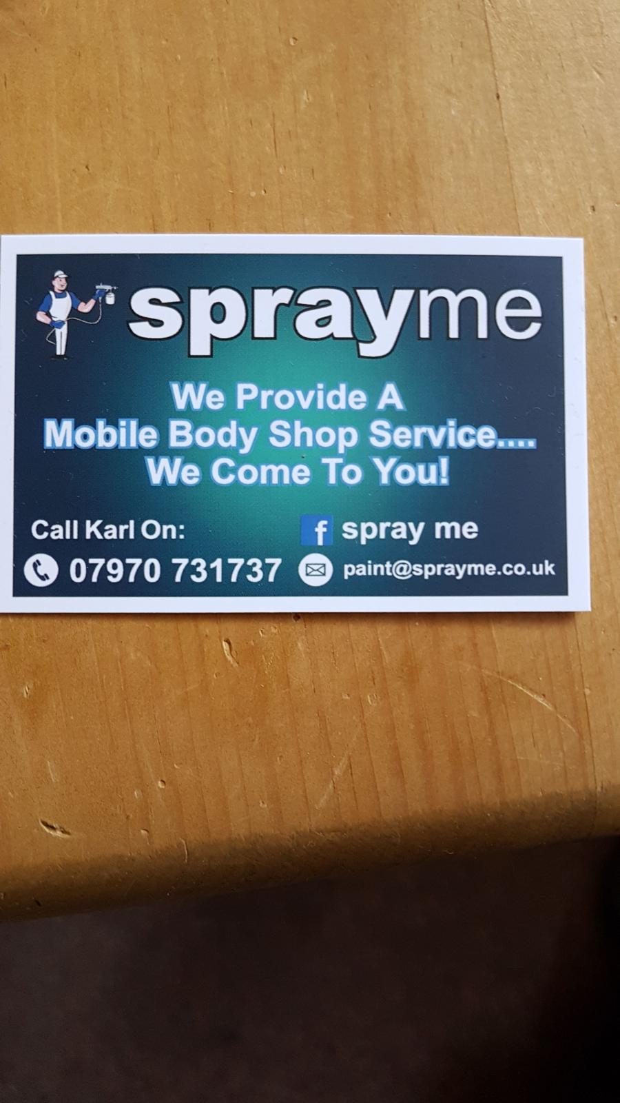 Spray Me business card — call Karl on 07970 731737